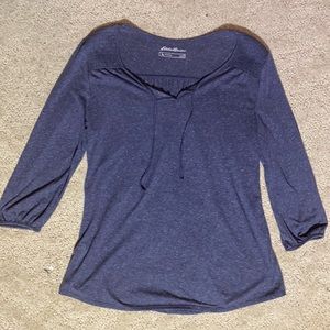 Eddie Bauer 3/4 Sleeve Tie Neck Top